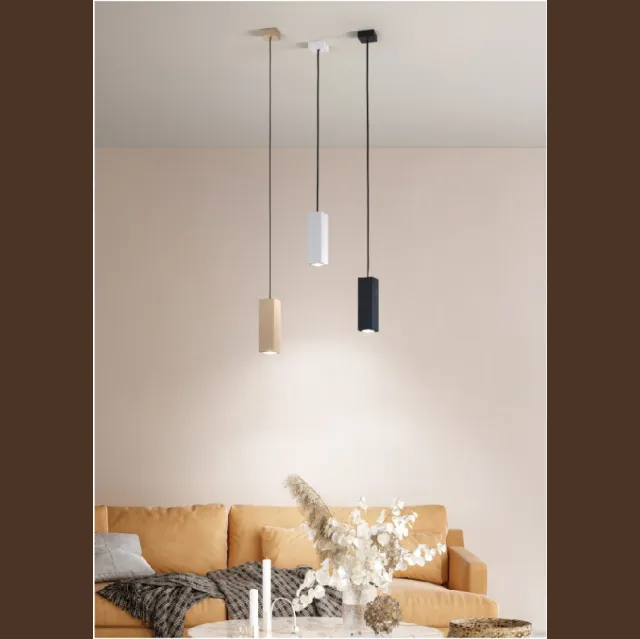 Lampada a sospensione Aloa disponibile in bianco oro e nero di Ondaluce