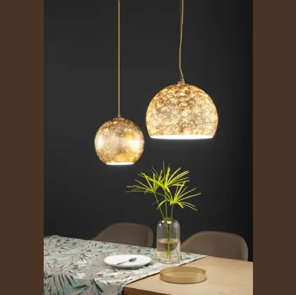 Lampada a sospensione Vanity in vetro con decoro foglia oro di FAN Europe