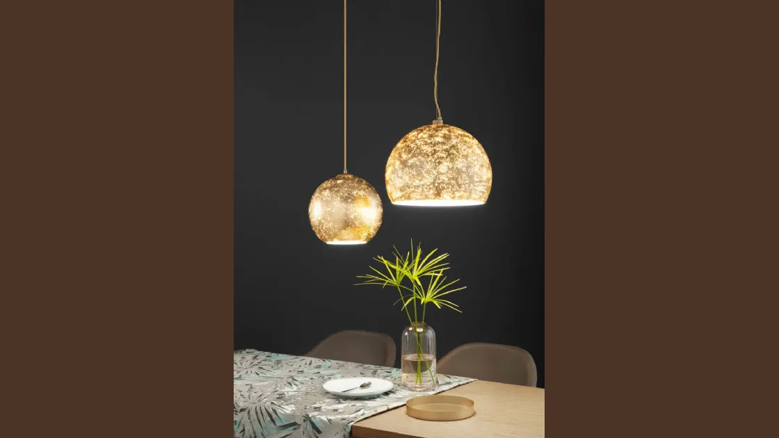 Lampada a sospensione Vanity in vetro con decoro foglia oro di FAN Europe