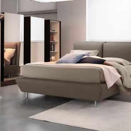 Letto in pelle con contenitore Alcott di Bontempi Letti Design