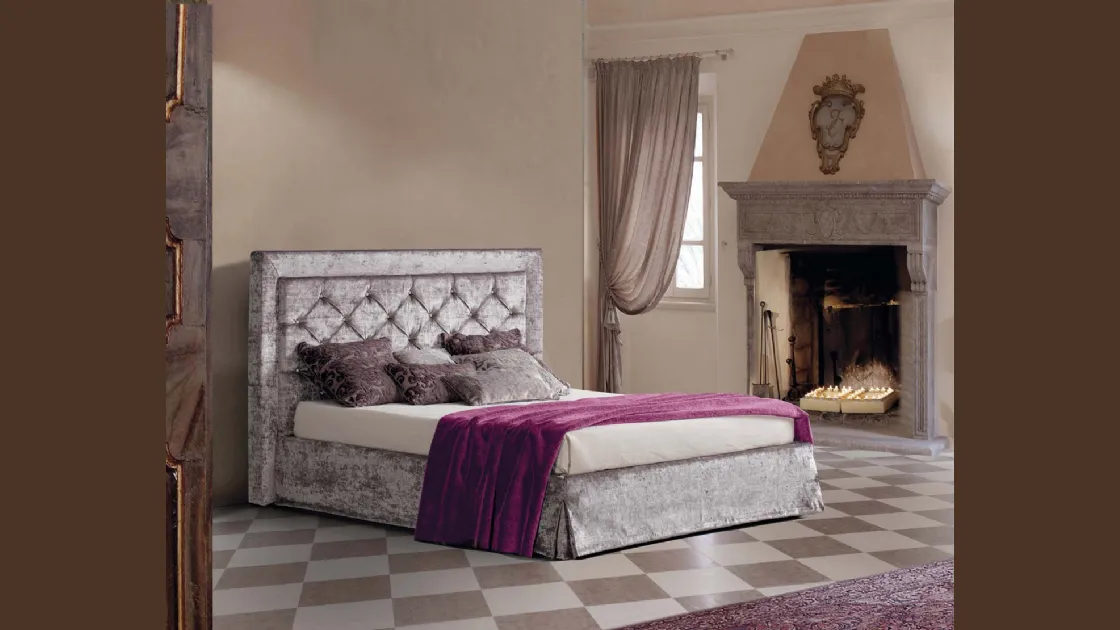 Letto in tessuto con testiera trapuntata Immagine di Lettissimi