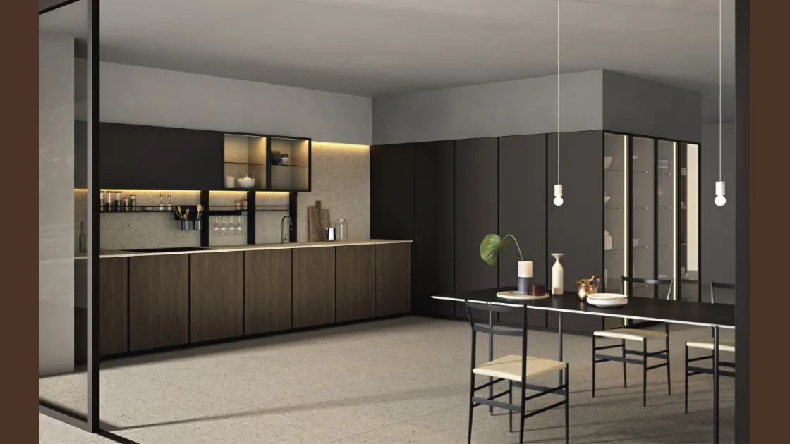 Cucina Design angolare Altea 07 in legno e laccato di Maistri