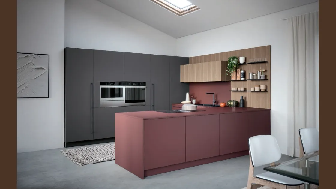 Cucina Moderna con penisola Colibrì Maniglia 02 di Forma Cucine