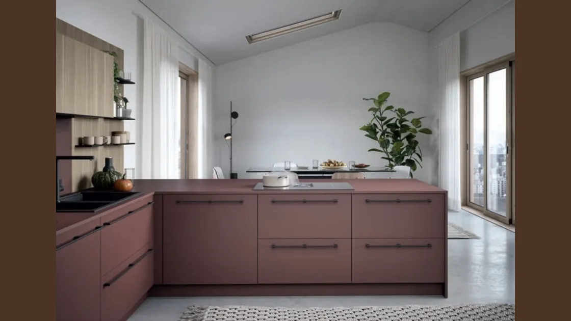 Cucina Moderna con penisola Colibrì Maniglia 02 di Forma Cucine